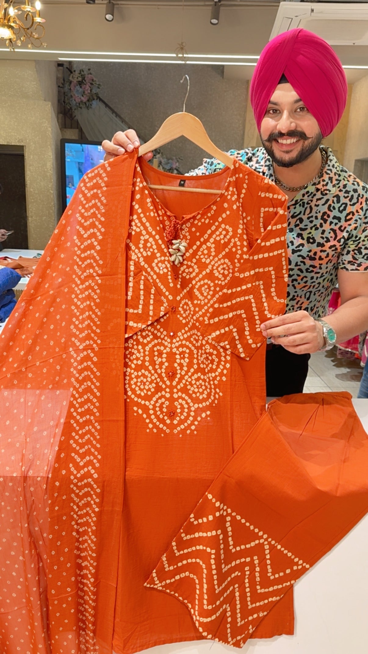 Rusty Orange  Soft Cotton Bandhej print office Wear cotton Suit