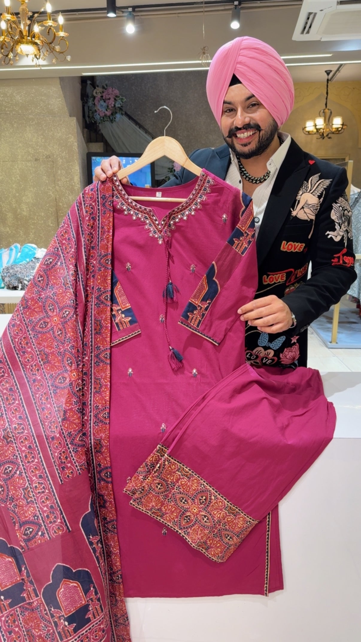 Falsa Colour Pure Colour Office Wear Straight suit with Beautiful Embroidery work on it