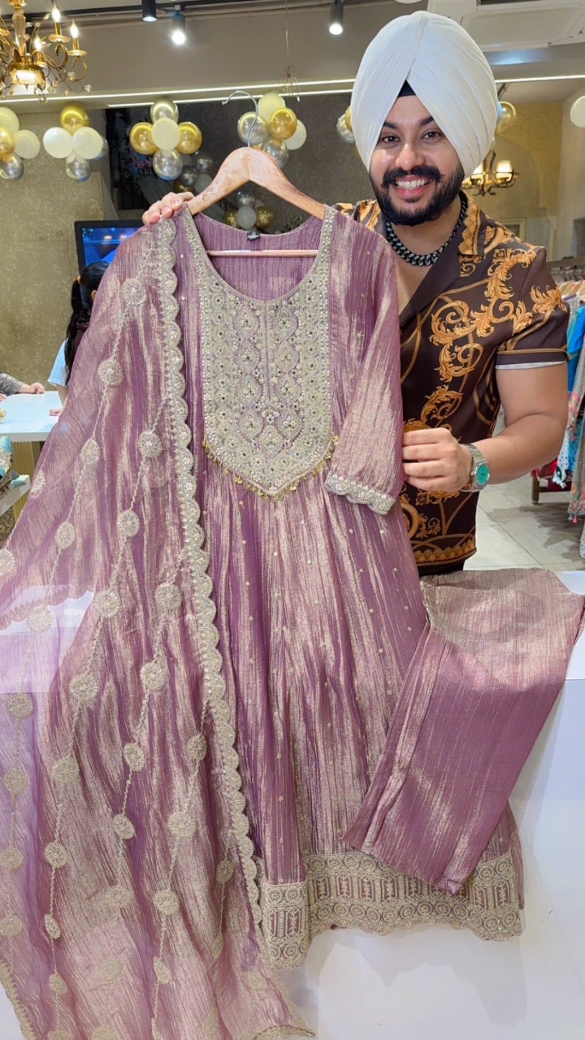 Onion Pink Salsa Fabric Heavy Embroidered Party Wear Anarkali Suit