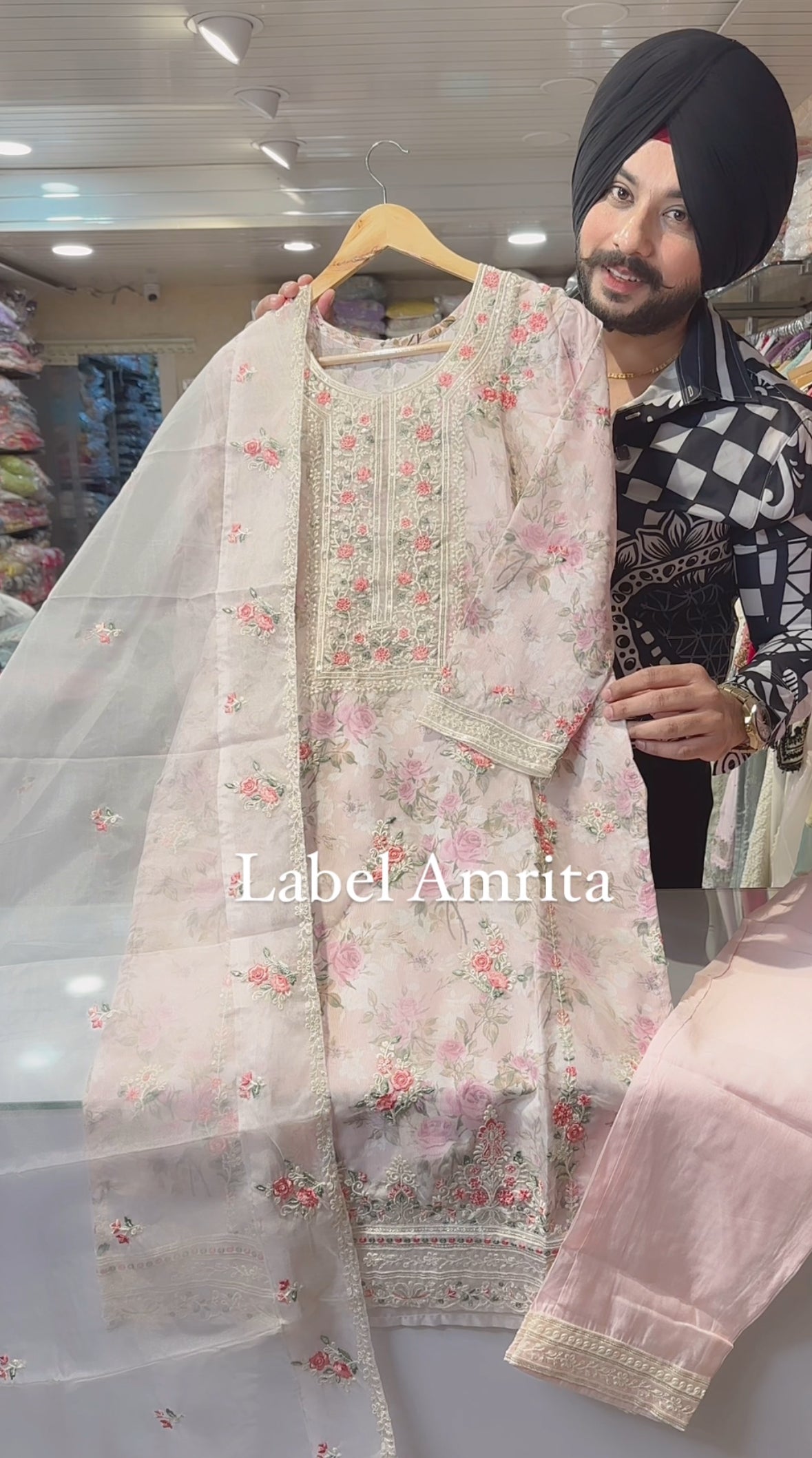 Light pink Organza Fully Embroidered Suit