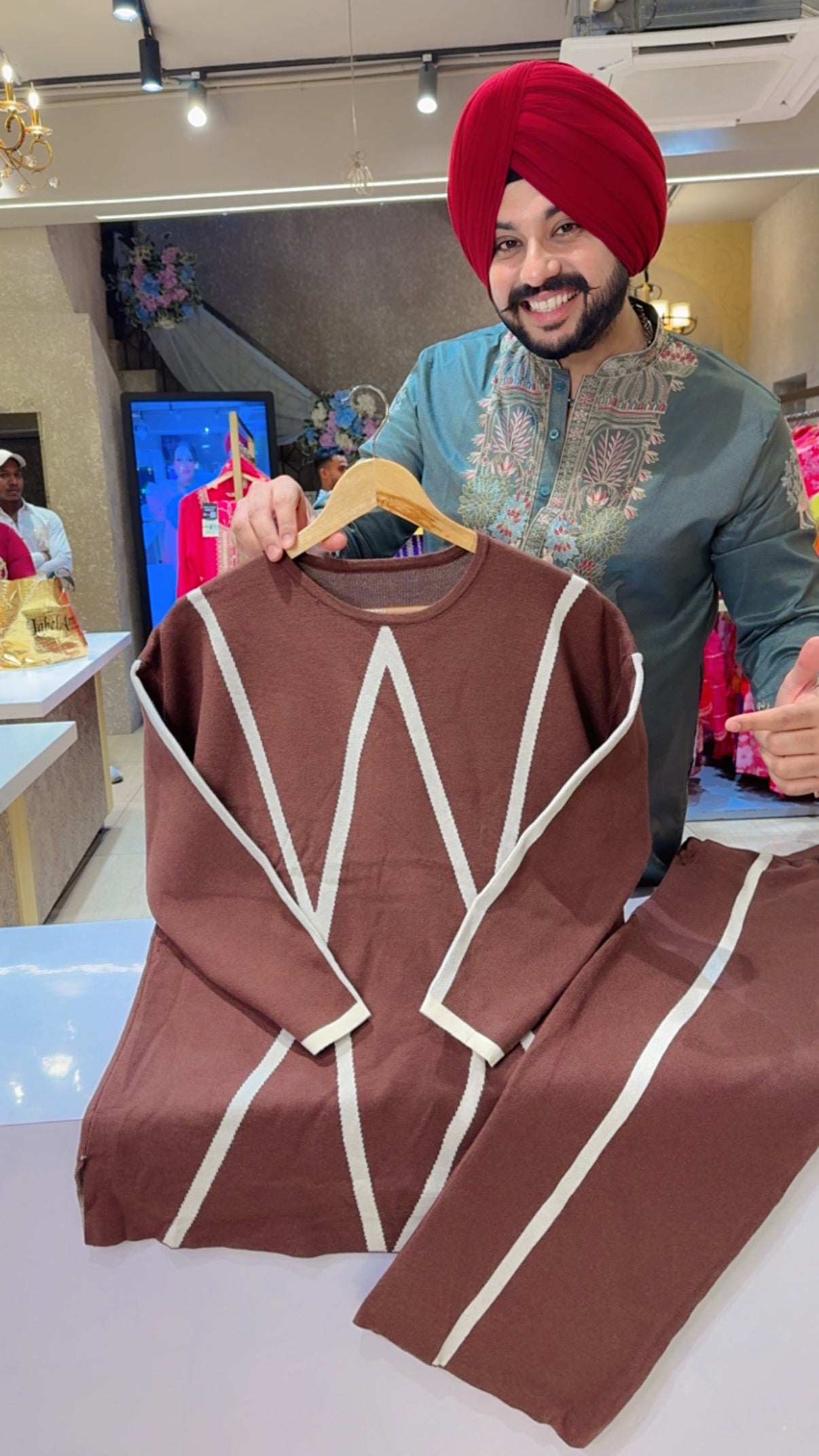 Chocolate Brown Soft Imported Woolen Baggy Western Coordset