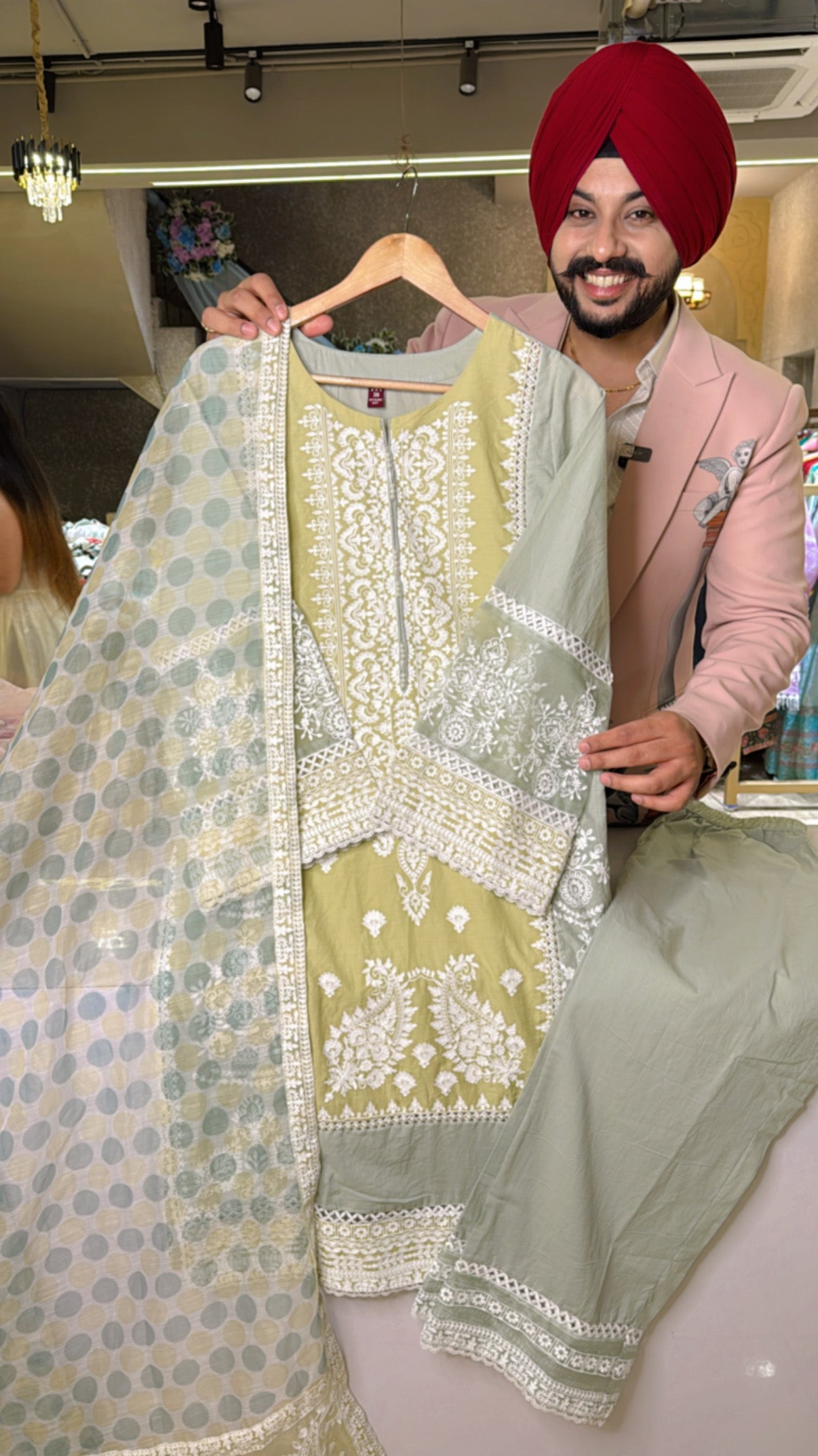 Olive Green Pure Cotton Heavy Embroidered Straight Suits with Beautiful Duppata