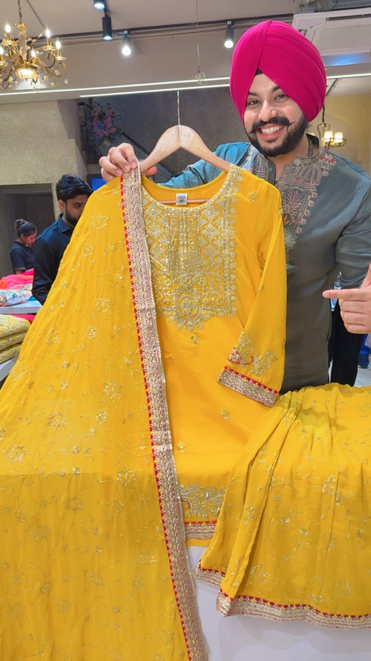 Yellow Georgette Haldi Special Heavy embroidered Sharara Set with Beautiful Embroidered Duppata