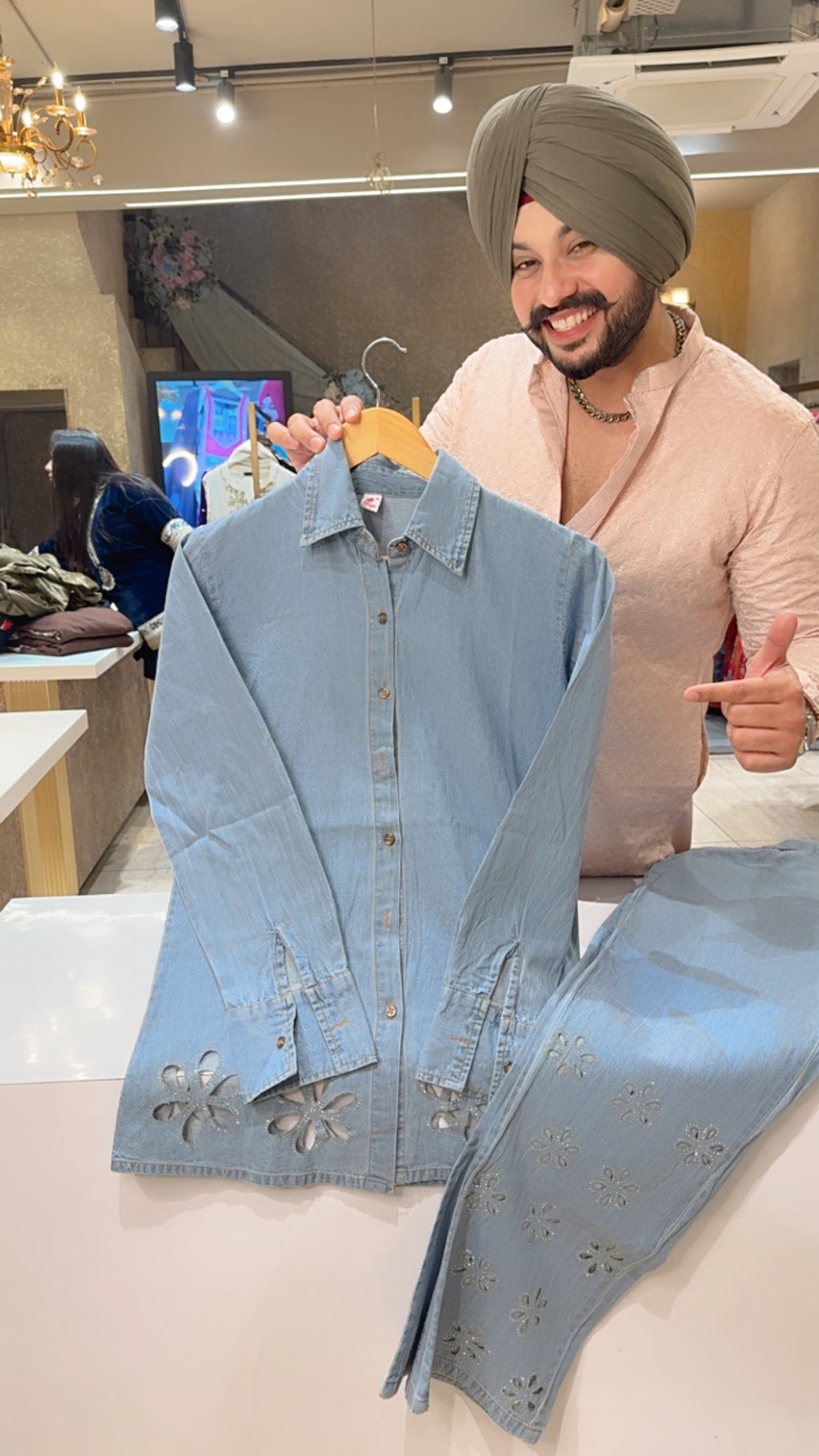 Light Soft Denim Heavy Cut Work Coord set