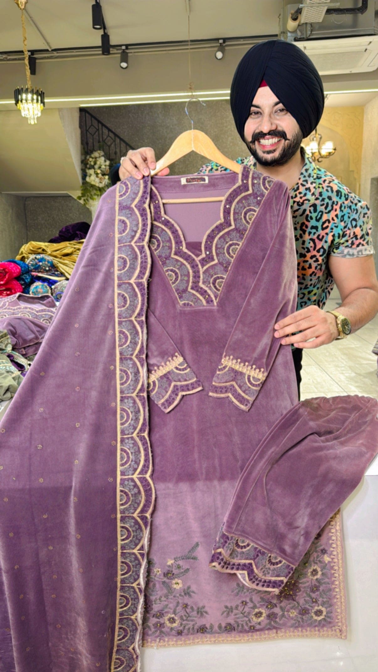 Mauve  Heavy Velvet Fully Strechable Straight Suits with Beautiful Duppata