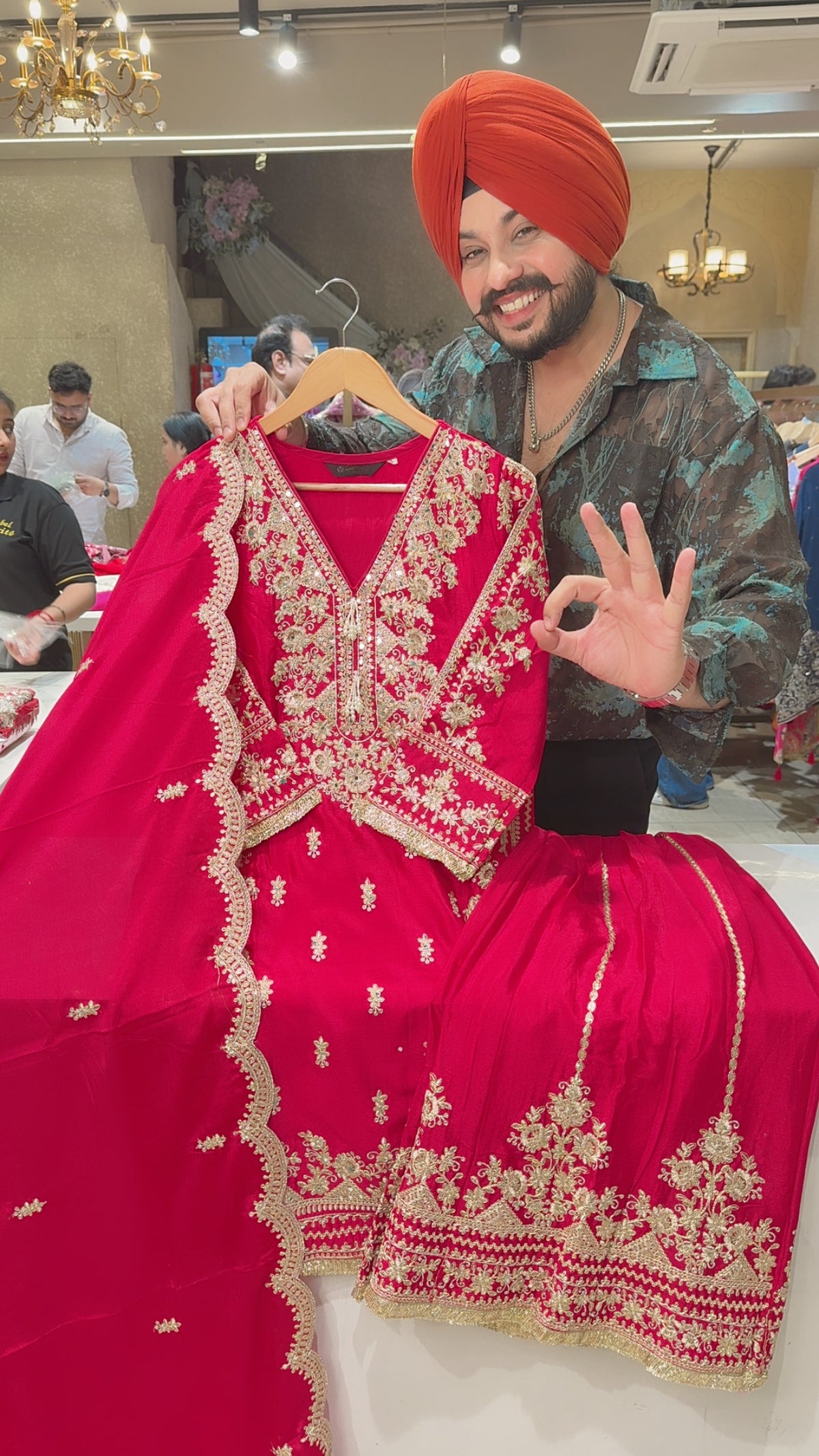 Anaari Chinon Fully embroidered & Mirror Pasting Full Flair Sharara Suit
