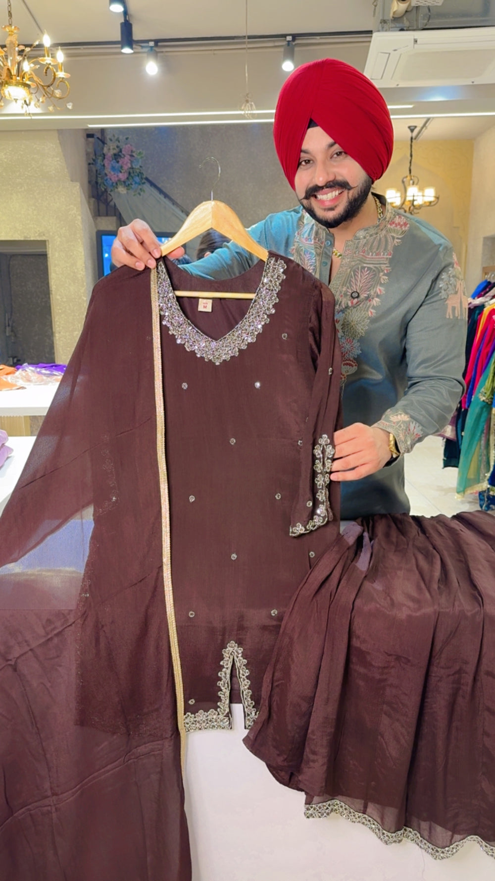 Pastel Seagreen Pure Cotton Embroidered Semi formal Kashmiri Suit with Embroidered Mal Cotton Duppata main image 1