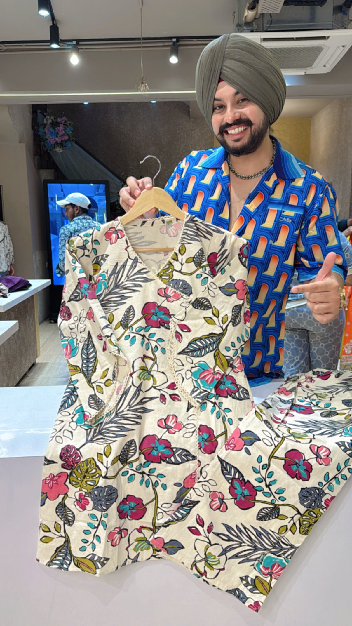 Off white & Multicolored  Soft Khaadi Floral print Office Wear Coord set