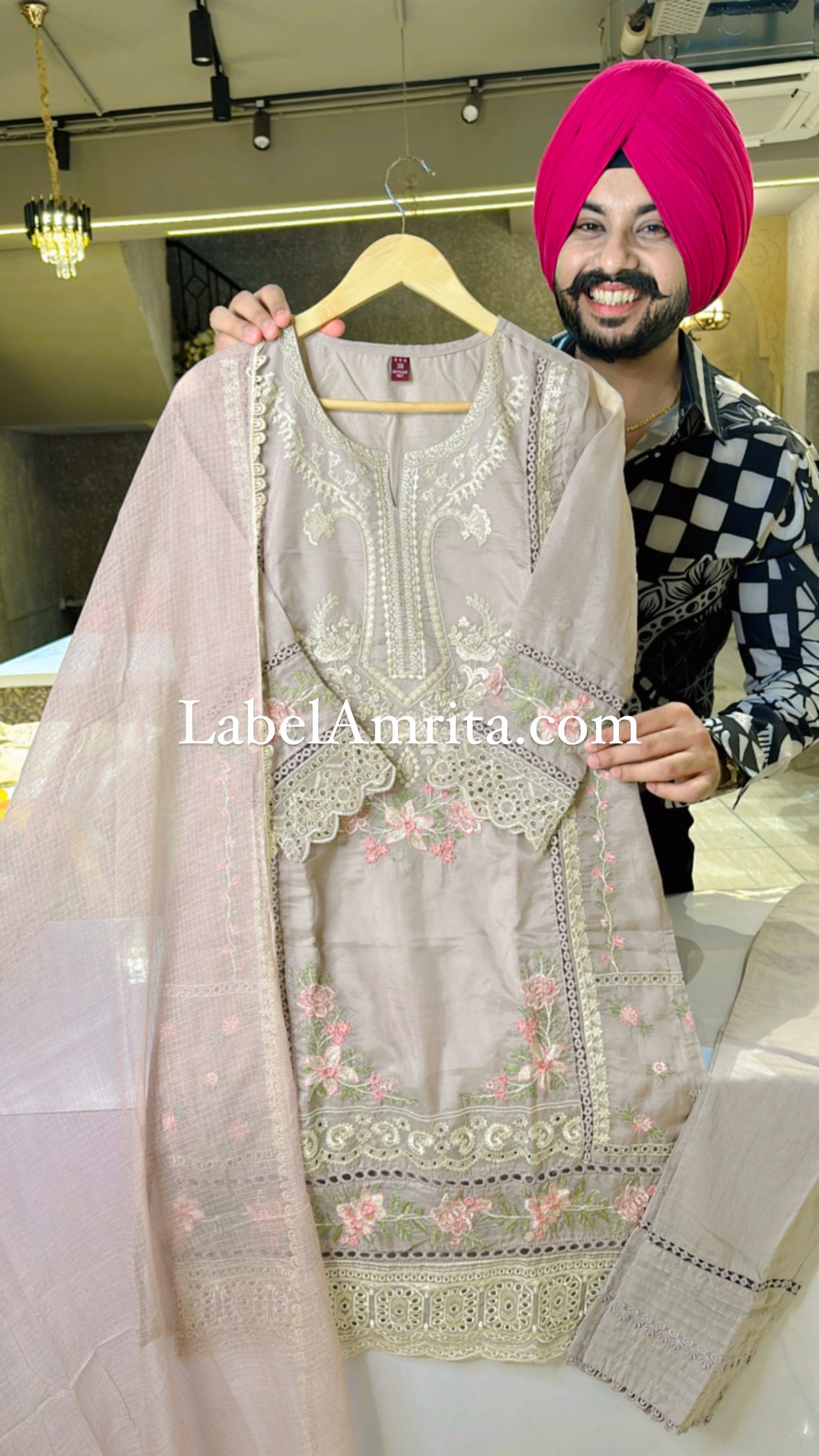 Nude Colour Organza Fully embroidered Pakistani Suit