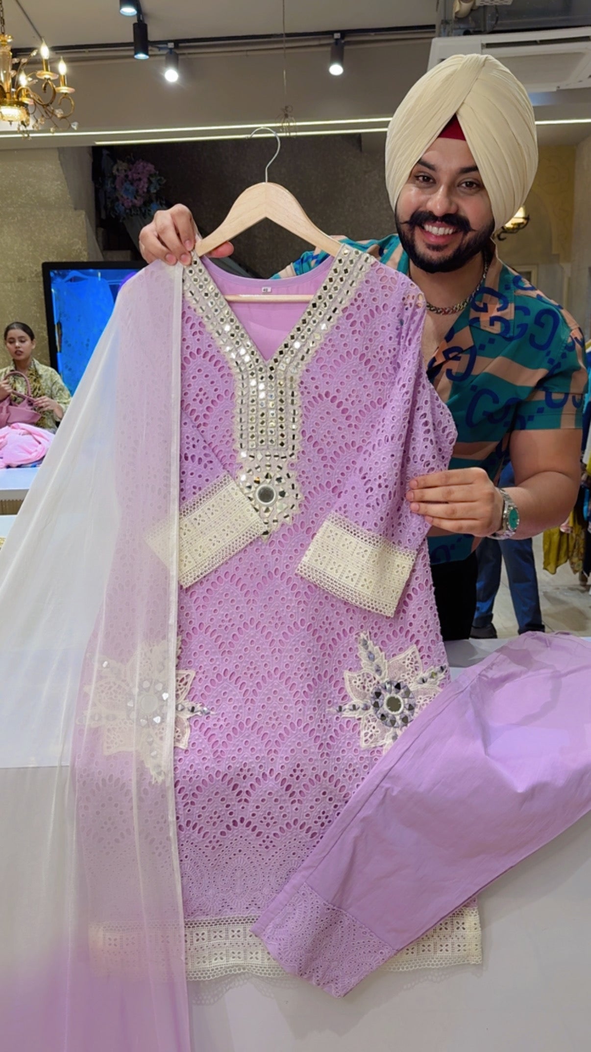 Lilac Mirror & shifli Work Summerish Partywear Straight Suit