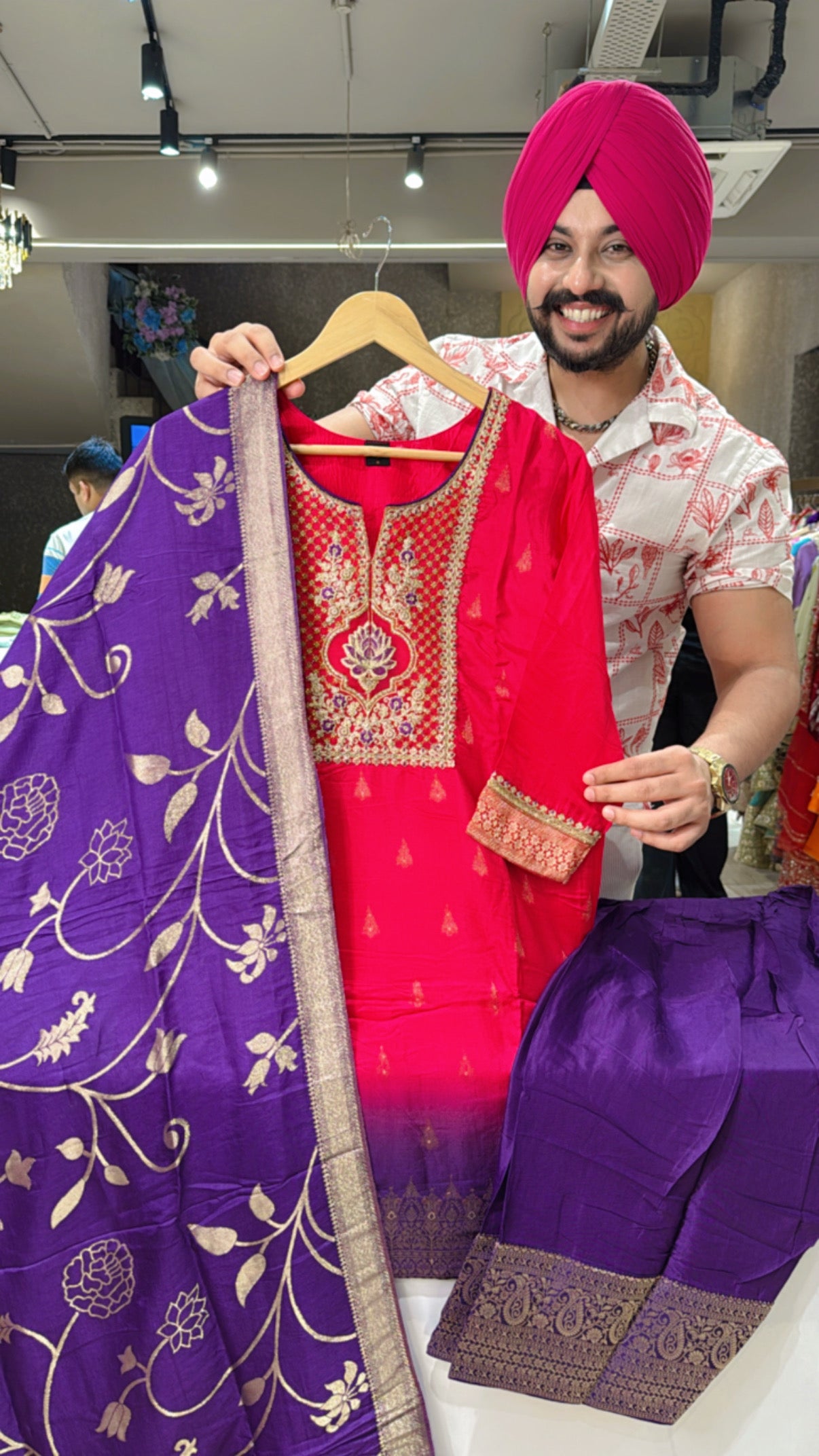 Rani pink Banarasi Farshi Salwar With Beautiful Duppata
