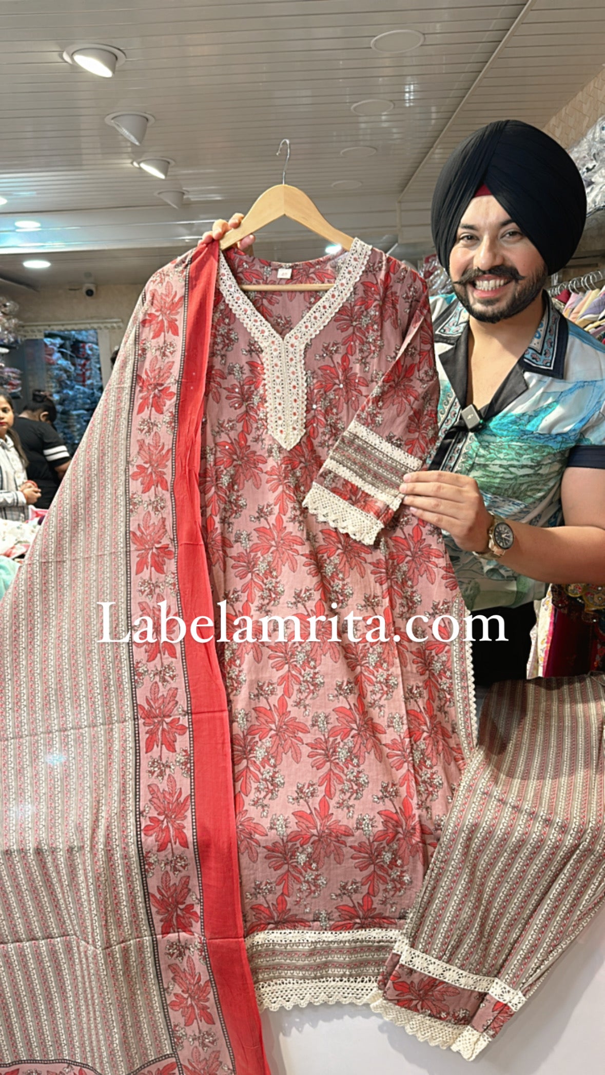 Onion & maroon pure Cotton Pakistani suit with beautiful Duppata