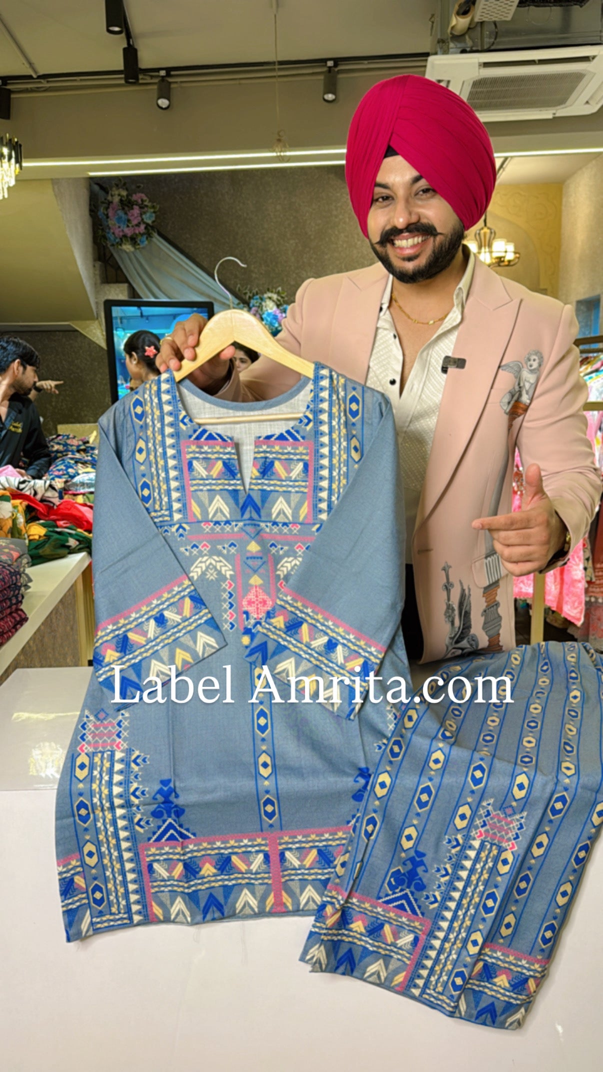Blueish Grey Imported Stuff Digital Print Airport Look Coord set