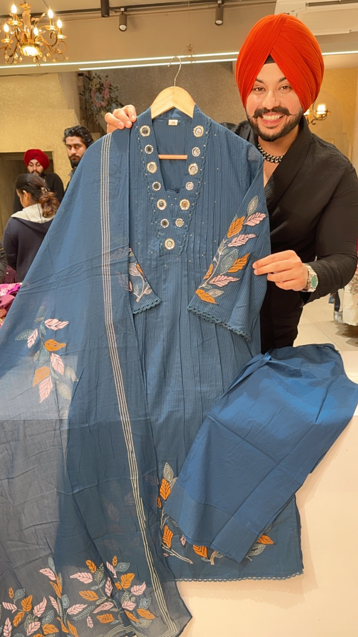 Teel Pure Cotton Embroidered Semiformal Straight Suit With Hand Embroidery Work on Neck