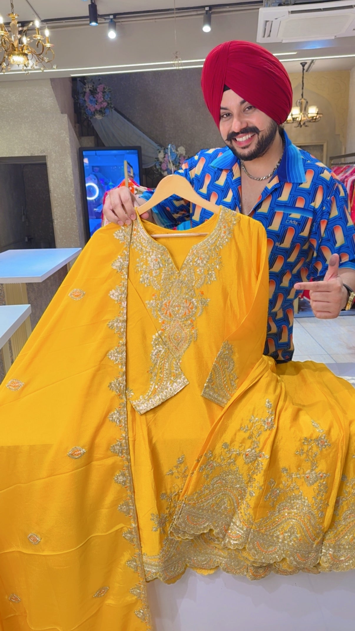Yellow Heavy Embroidered Paplum Sharara Set with Beautiful Embroidered Duppata