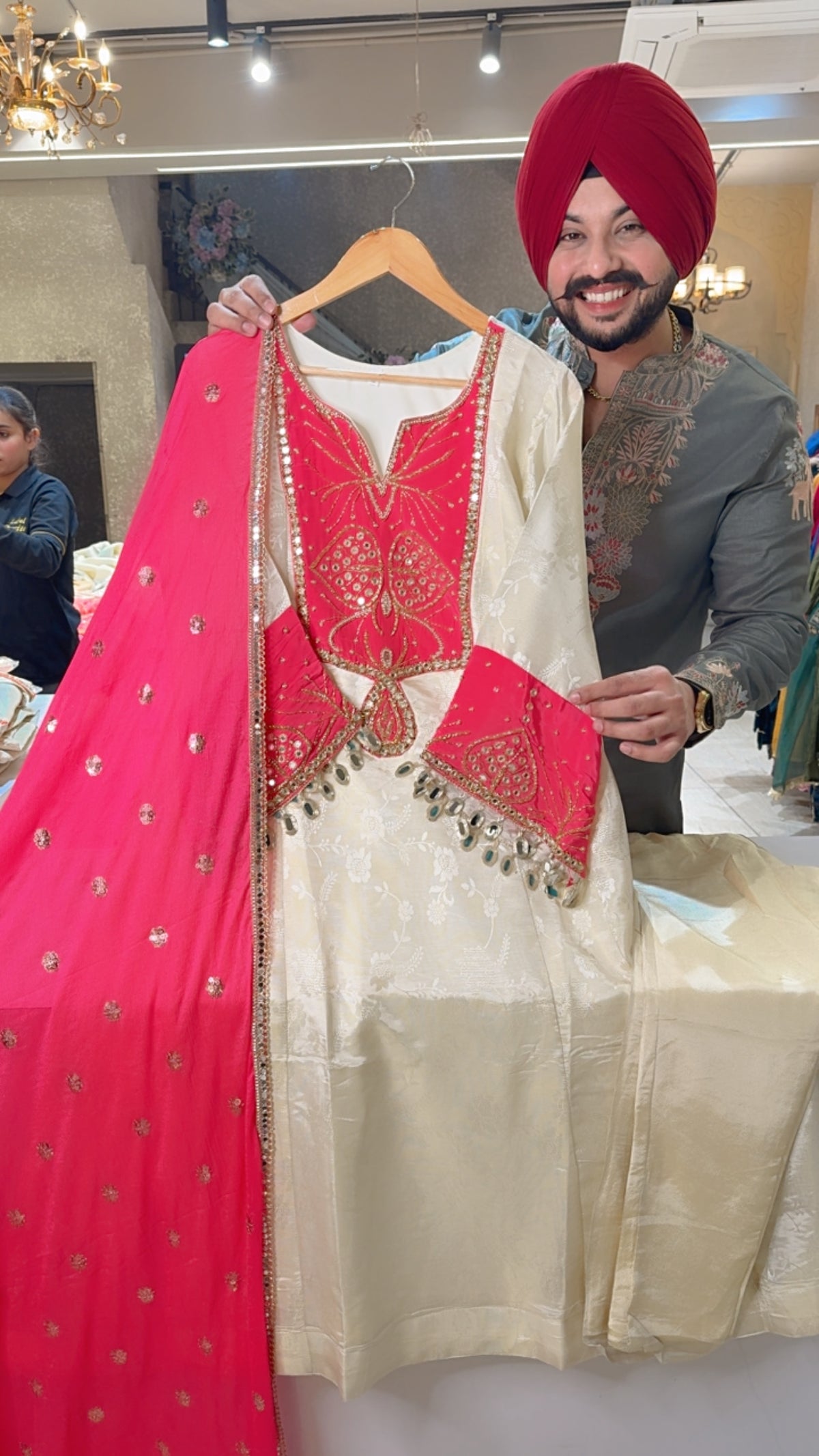 Pastel Seagreen Pure Cotton Embroidered Semi formal Kashmiri Suit with Embroidered Mal Cotton Duppata