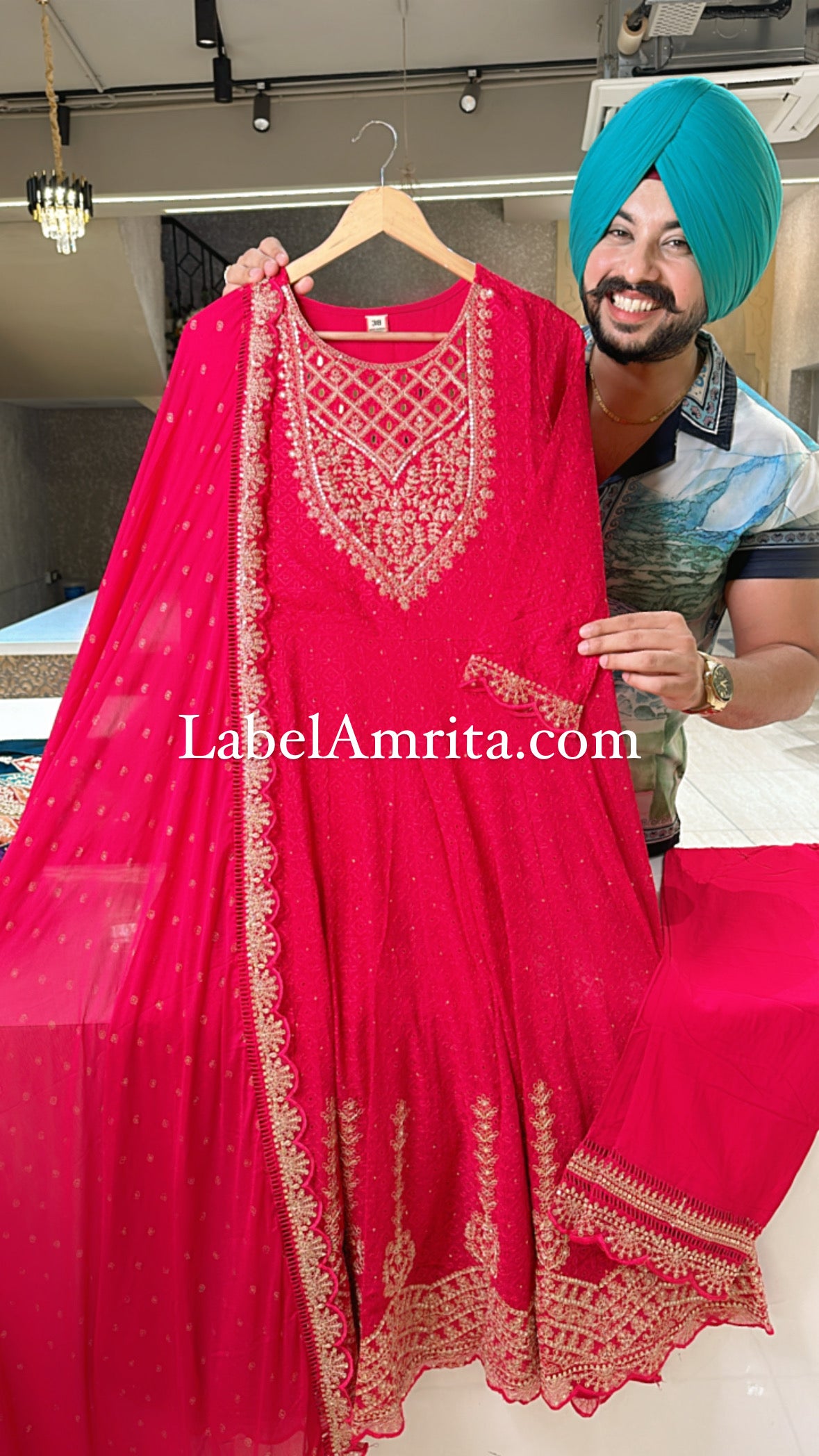 Anaari pink Georgette Fully embroidered Anarkali Suit