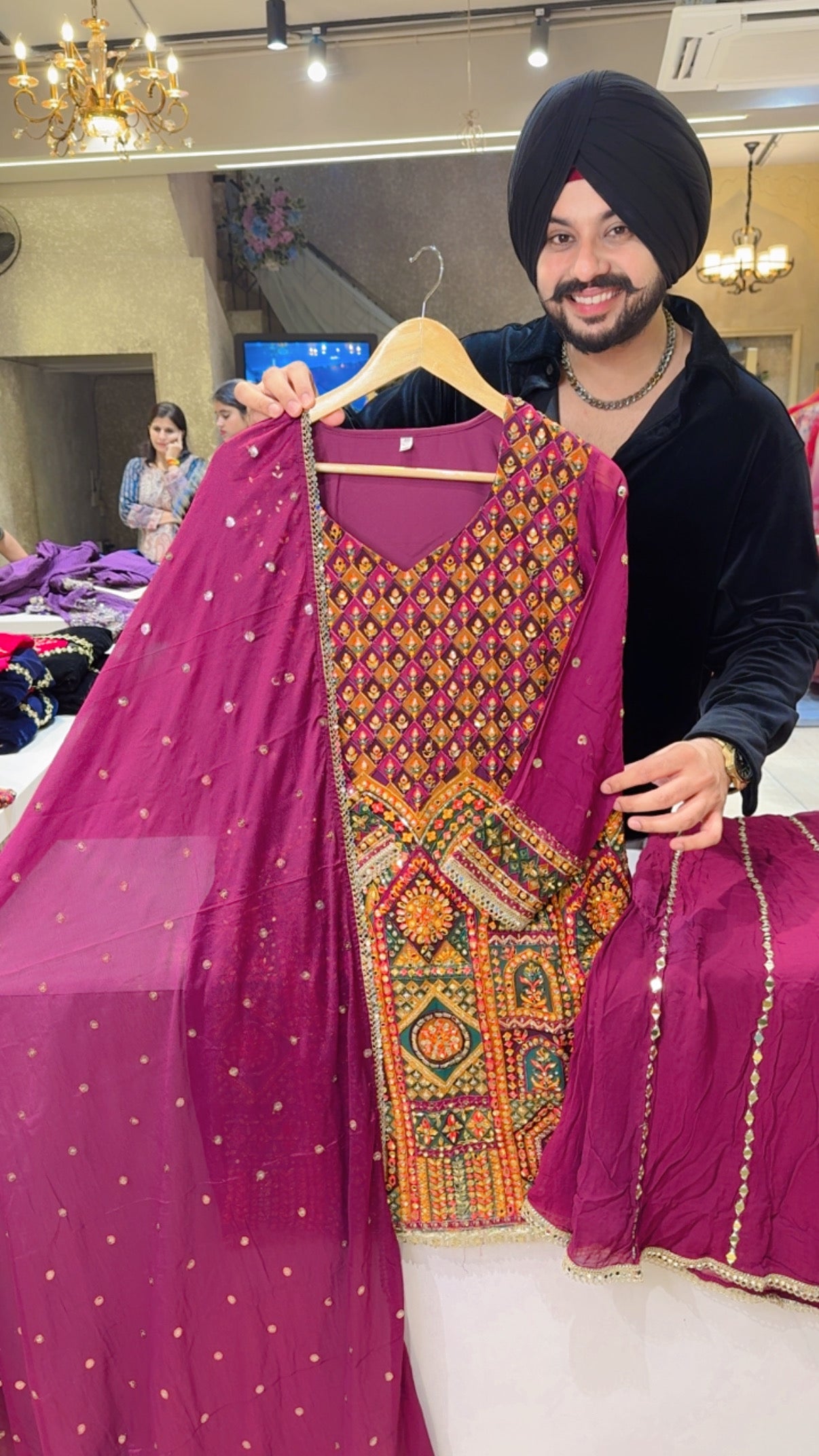 Faalsa Embroidered & Mirror Work Full Flair Sharara suit with Beautiful Sequins Work Duppata