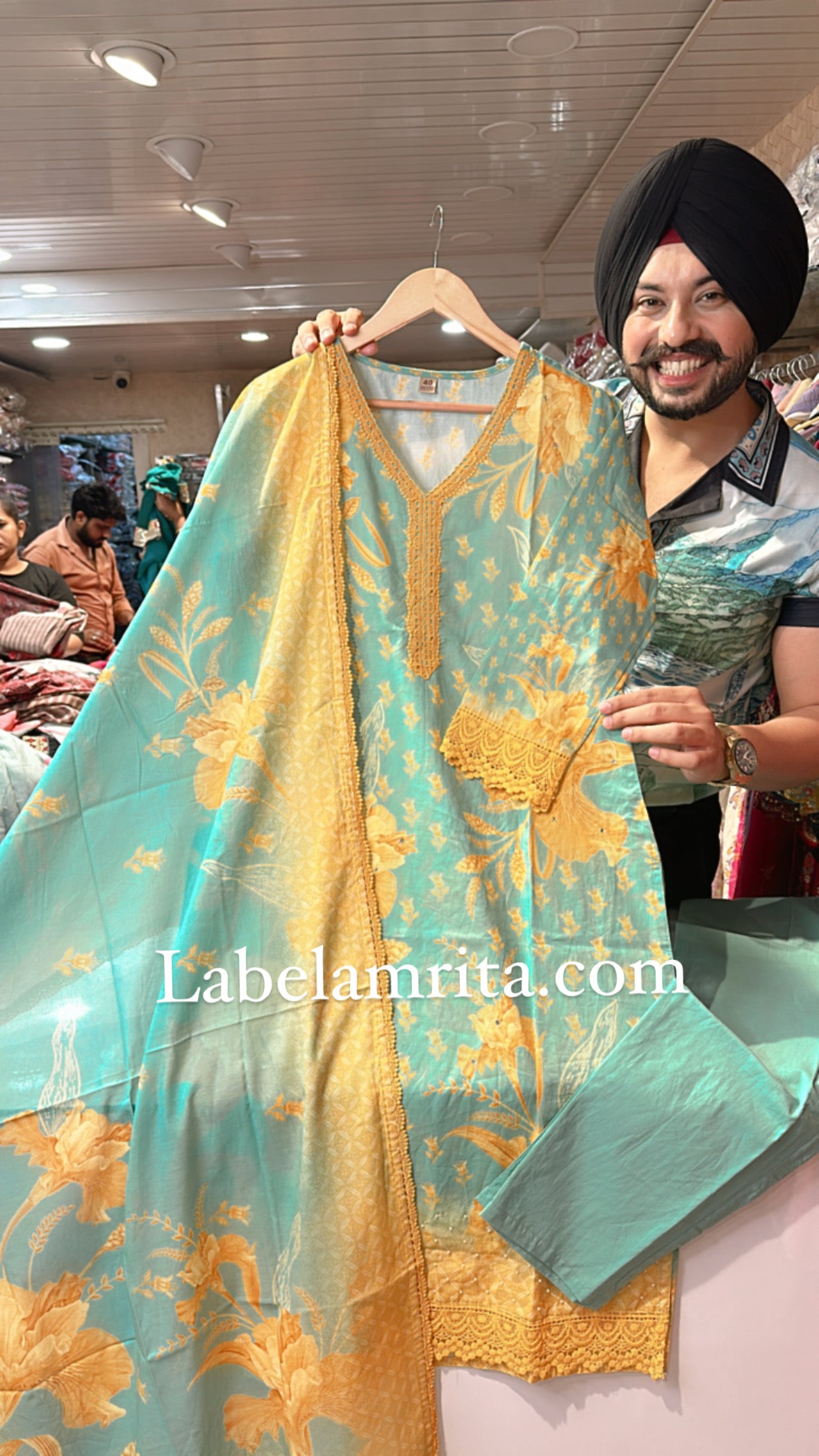 Sea green pure Cotton Pakistani suit with beautiful Duppata