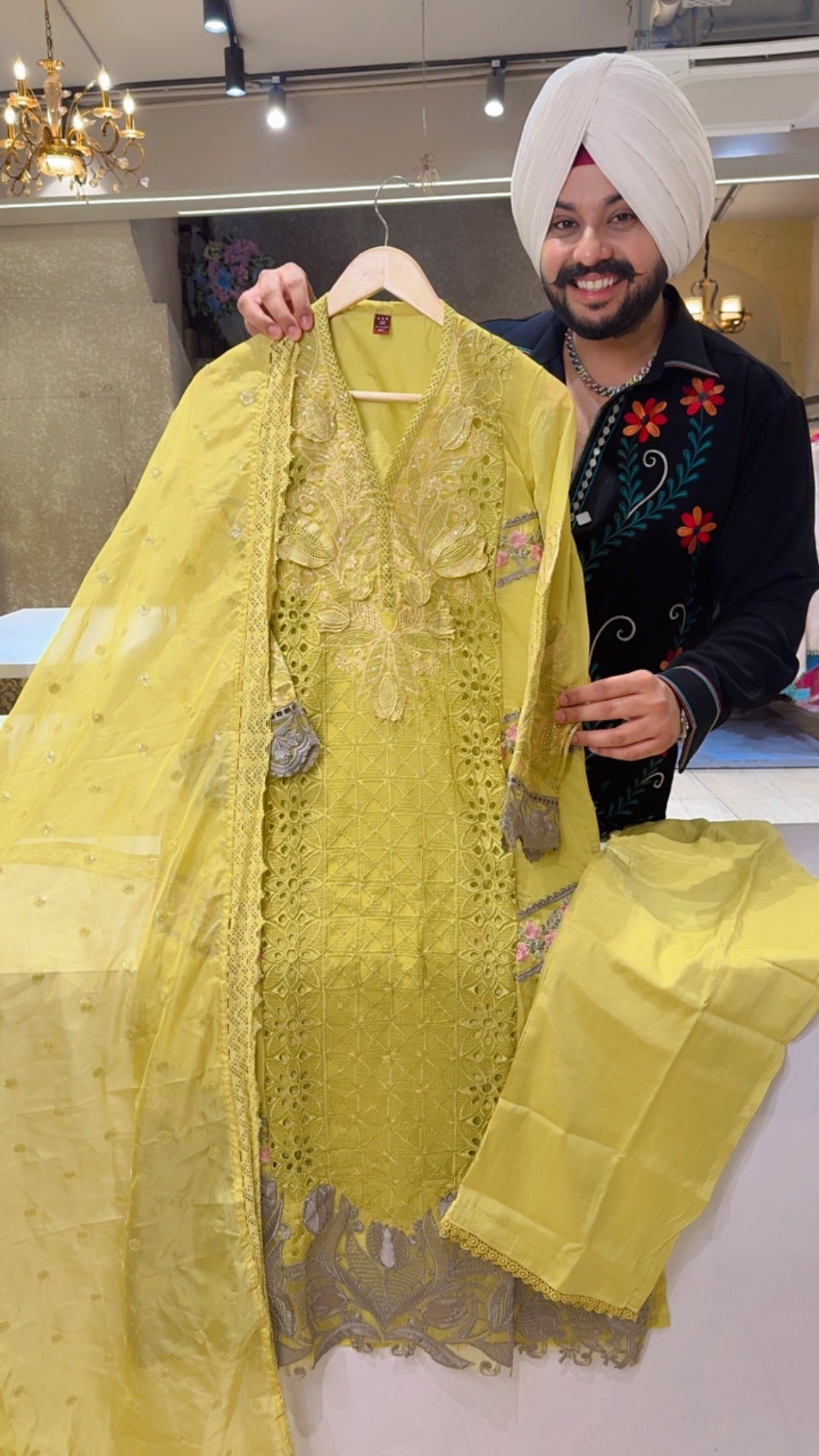 Light Mehendi Soft Organza Heavy Embroidered & Cut Work Pakistani party Wear suit with Beautiful Sequins work Duppata