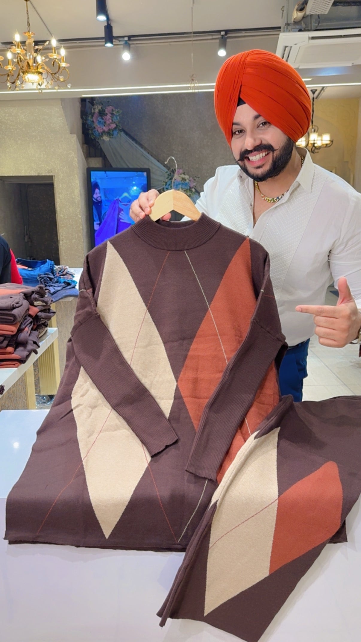 Chocolate Brown Imported Woolen Baggy Coord set