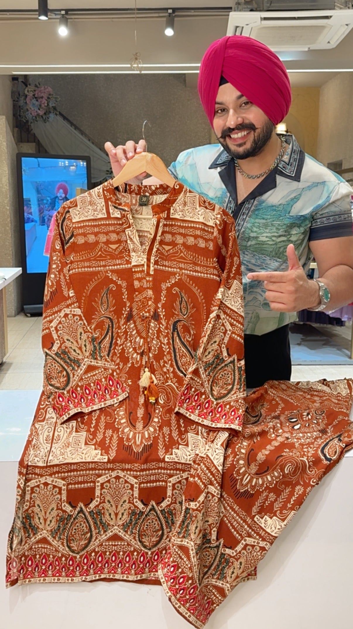 Rust Rayon Long Length Airport look Coord set