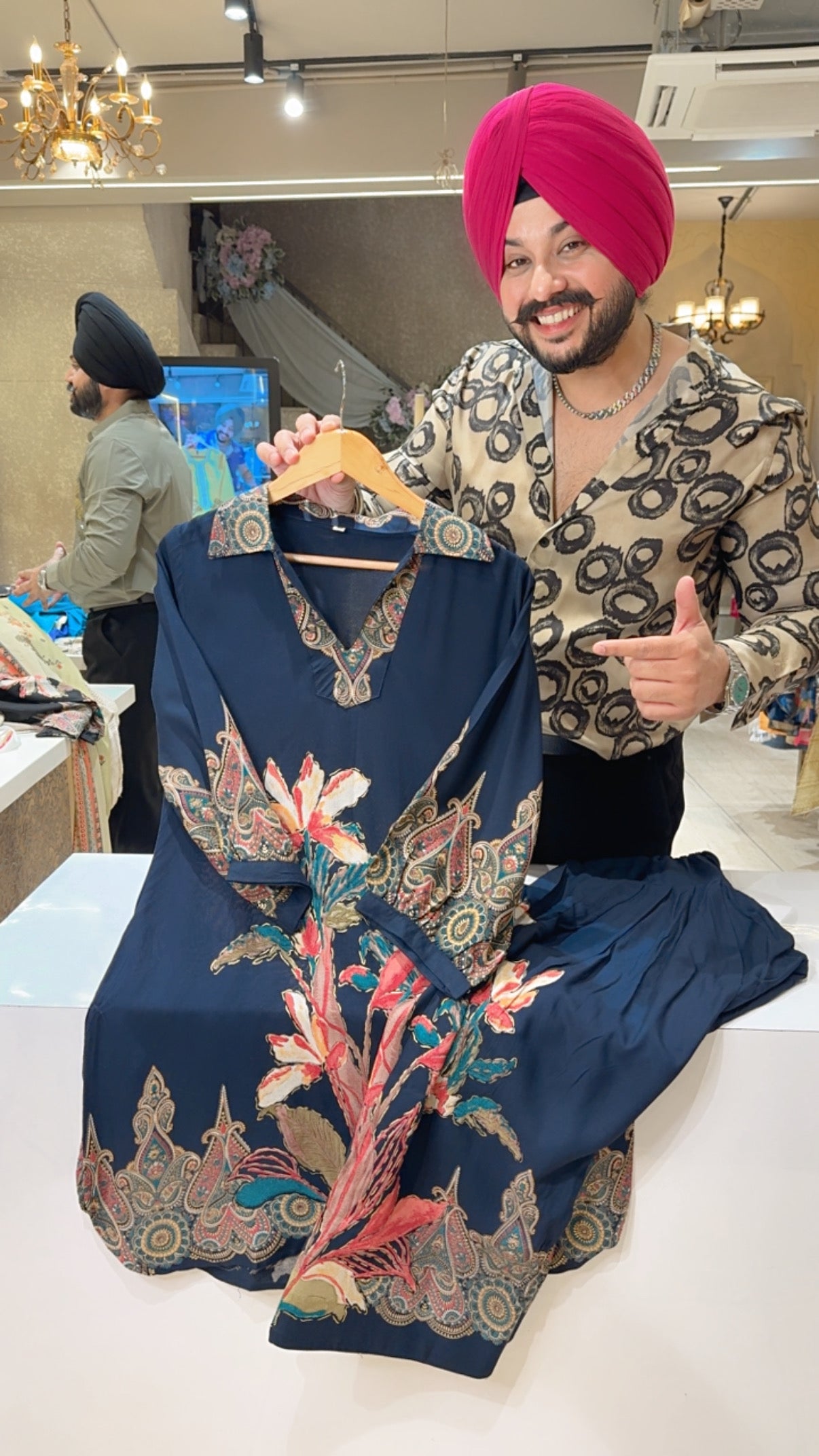 Blue Soft Rayon Floral Print Apple Cut Farshi Salwar Coord set