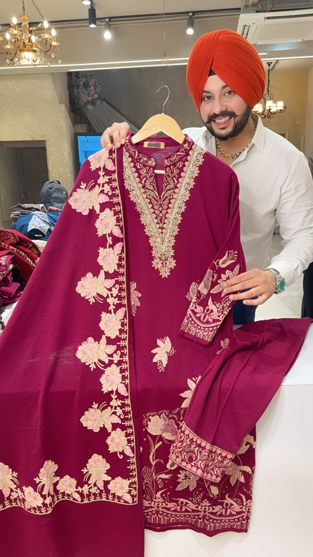 Faalsa Woolen Party Wear Straight Suit with Beautiful Embroidered Duppata