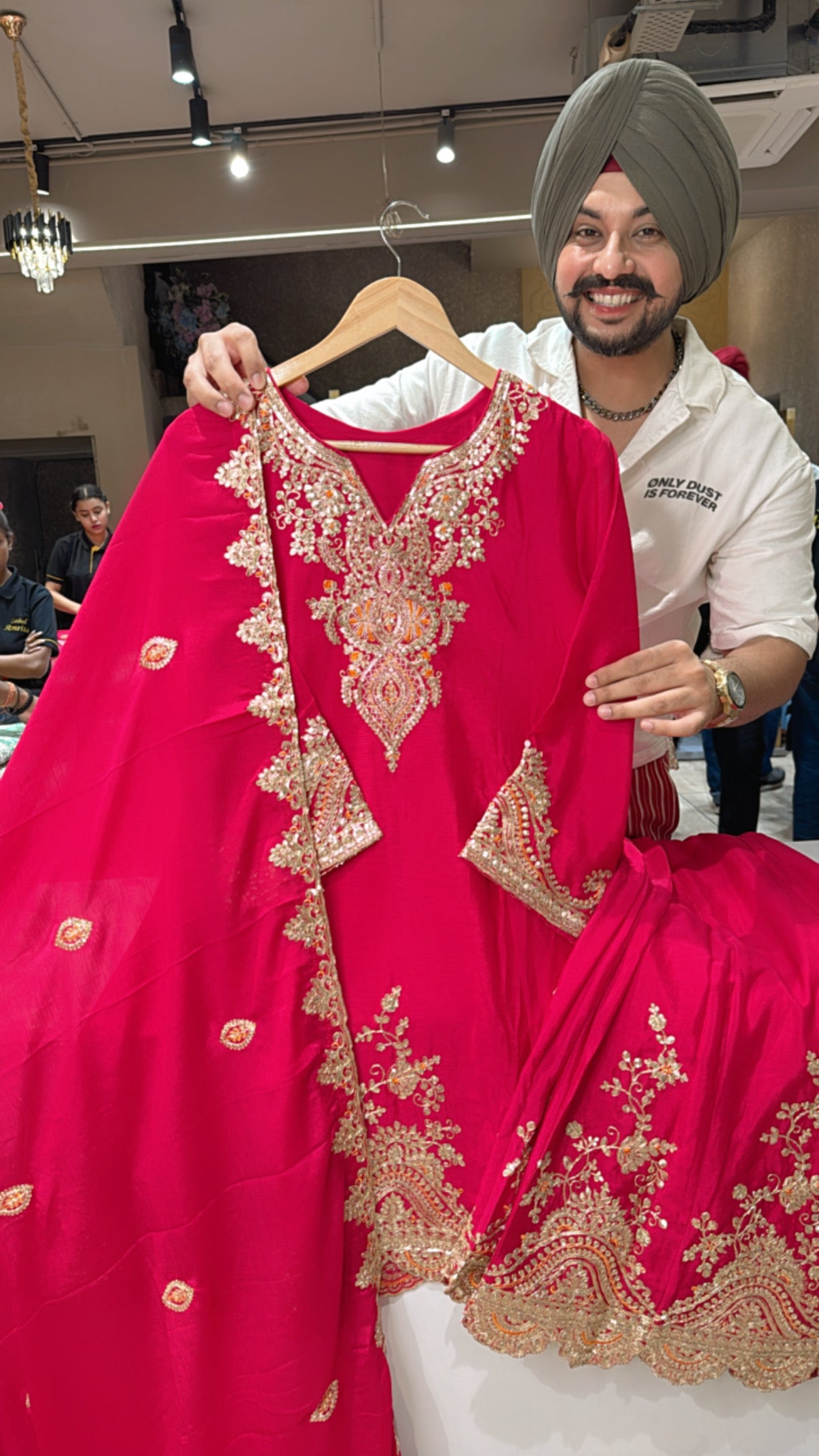 Rani pink Heavy Embroidered Paplum Sharara Set with Beautiful Embroidered Duppata