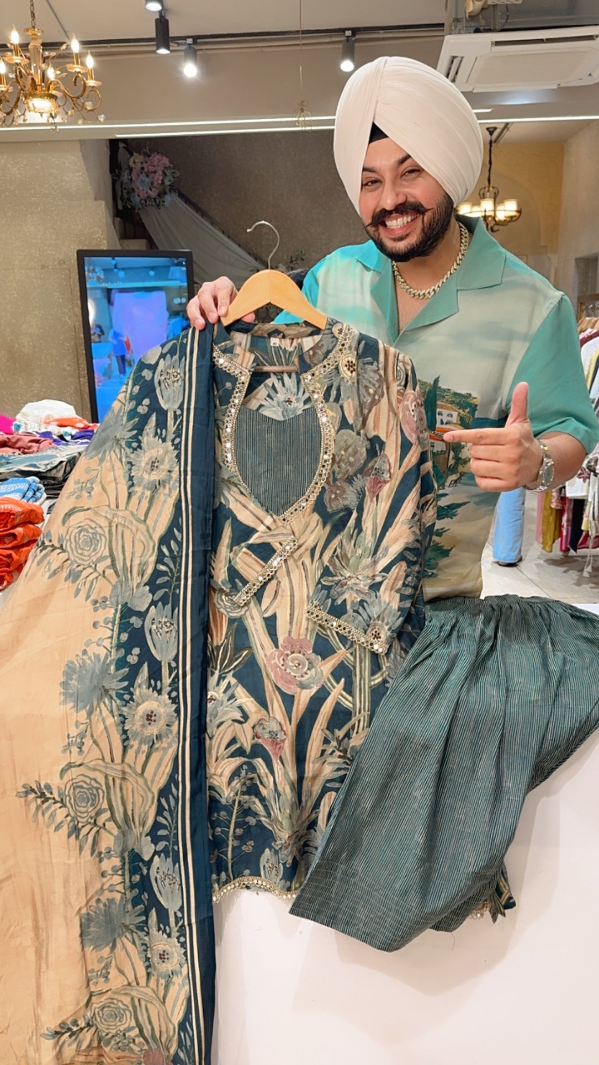Ramagreen Soft Silk Designer mirror neck Farshi Salwar Indowestern Suit