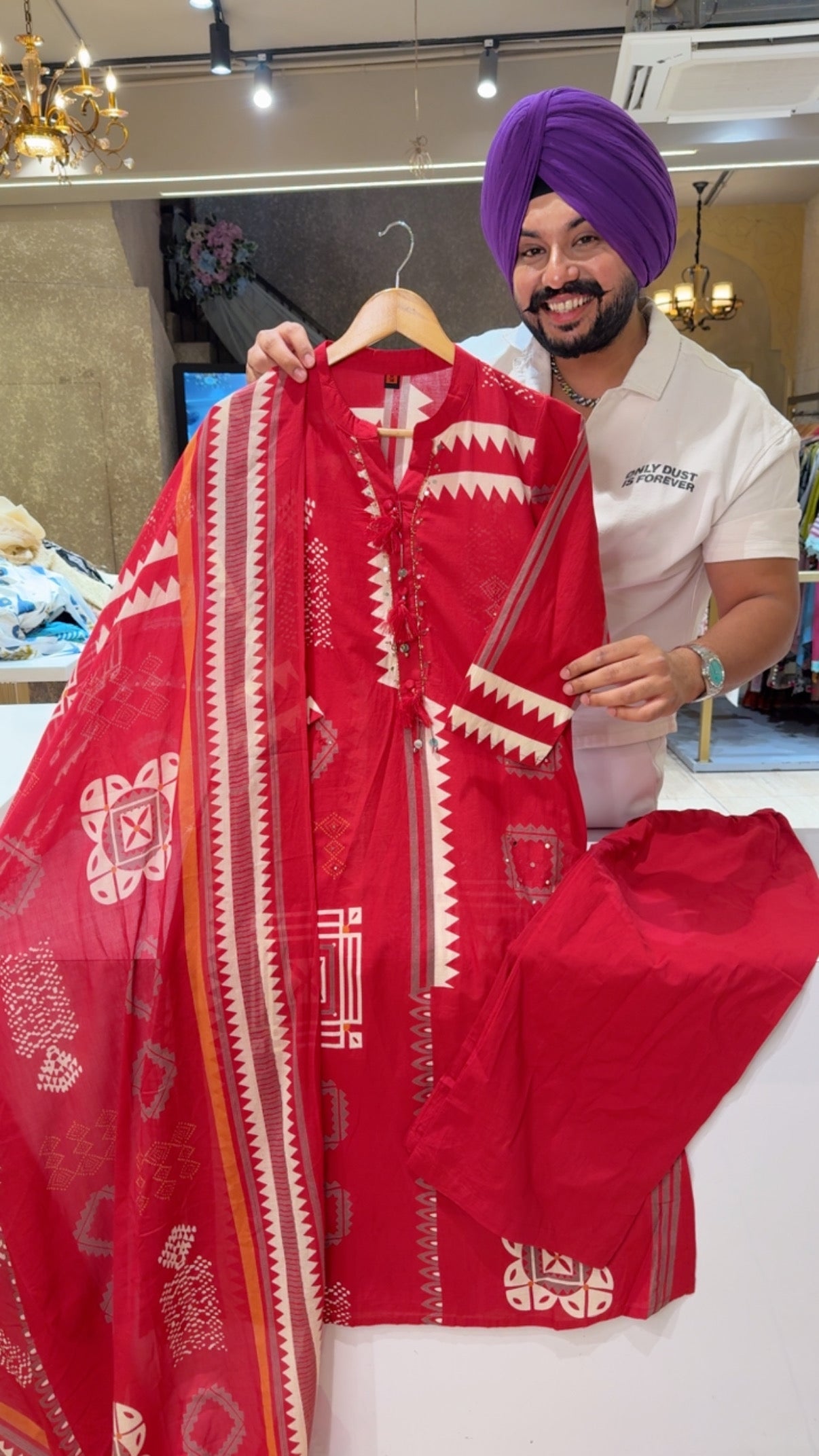 Anaari Colour Pure Cotton Office Wear Suit with Sleek Hand embroidery work on Neck