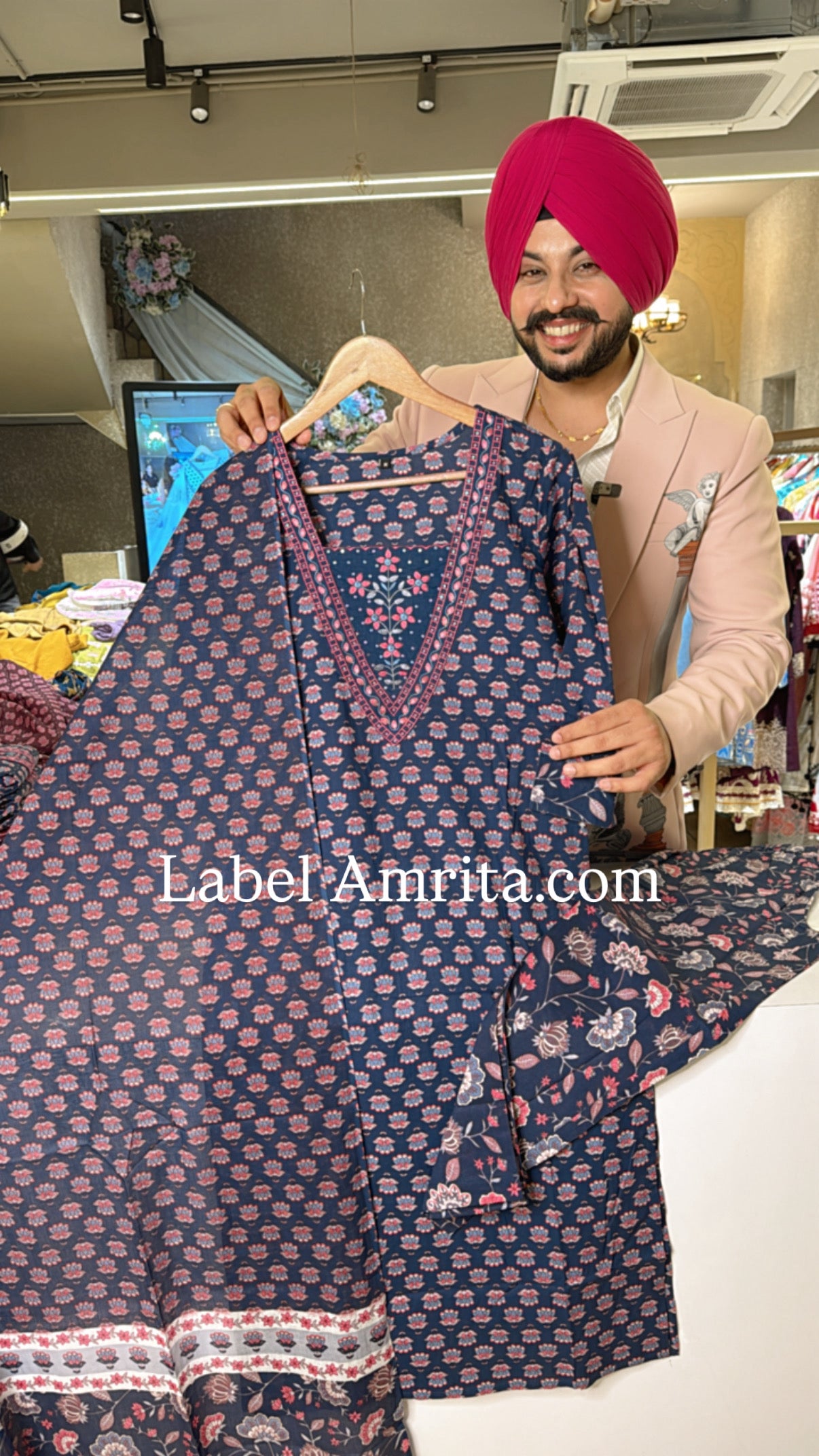 Blue Pure Cotton Office Wear Embroidered Suit with Beautiful Duppata