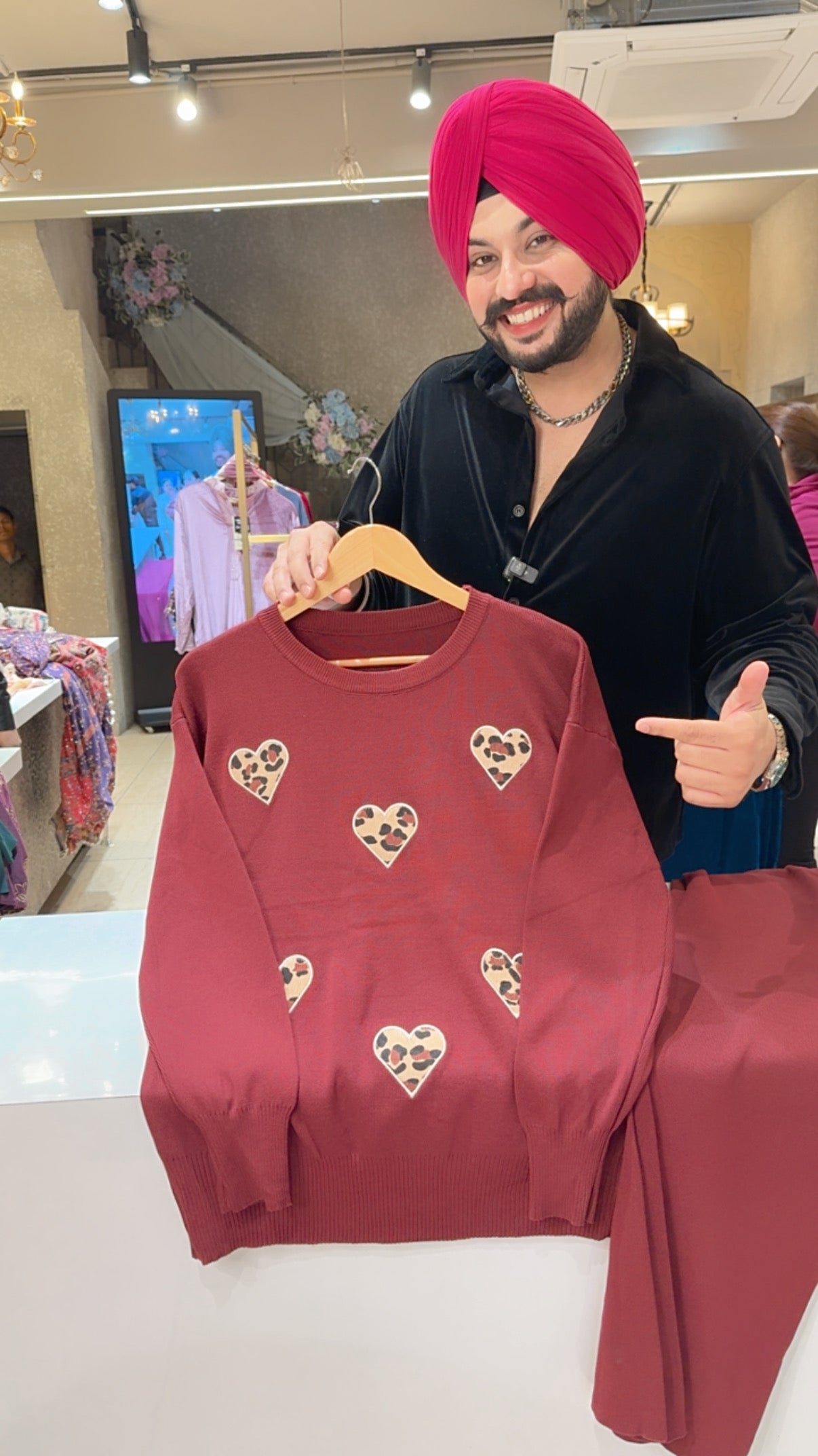 Maroon Imported Woolen Fully Stretchable Western Coord set with Heart Patchwork on it