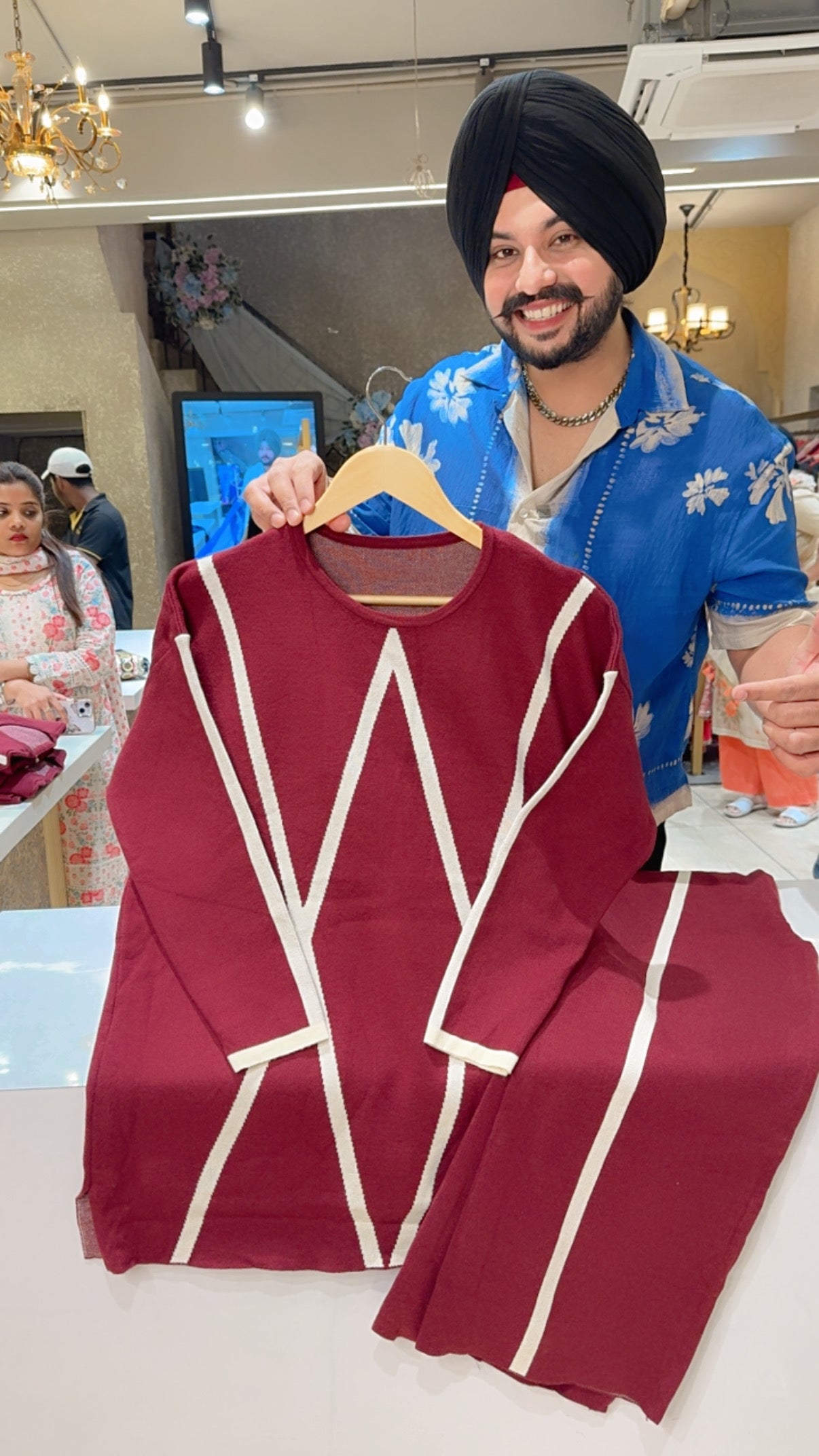 Burgundy Colour Soft Imported Woolen Baggy Western Coordset