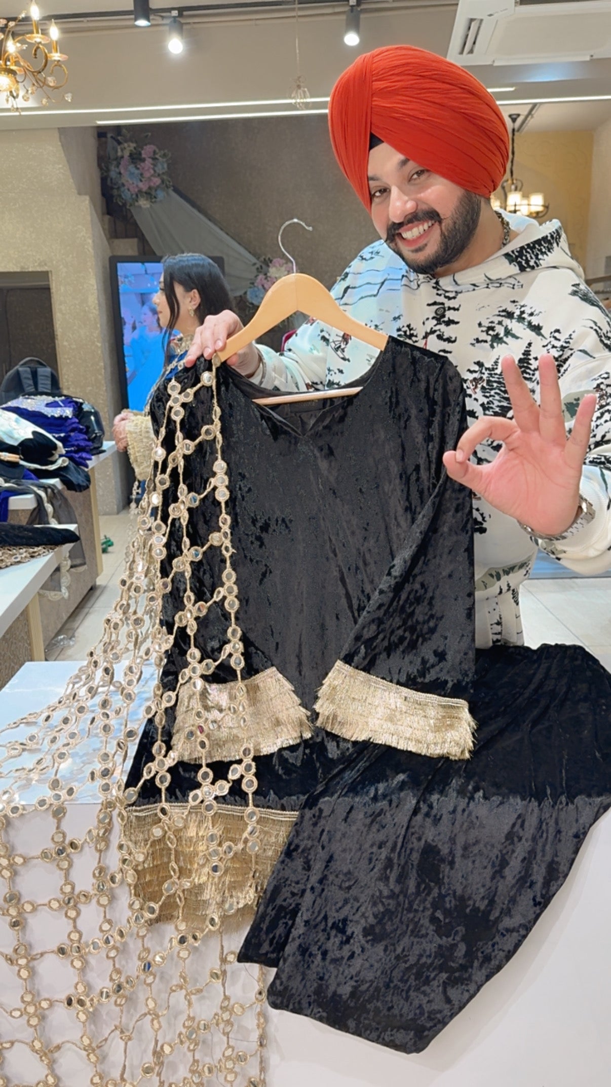 Black Premium velvet Farshi Salwar Set with Heavy Designer lace Duppata