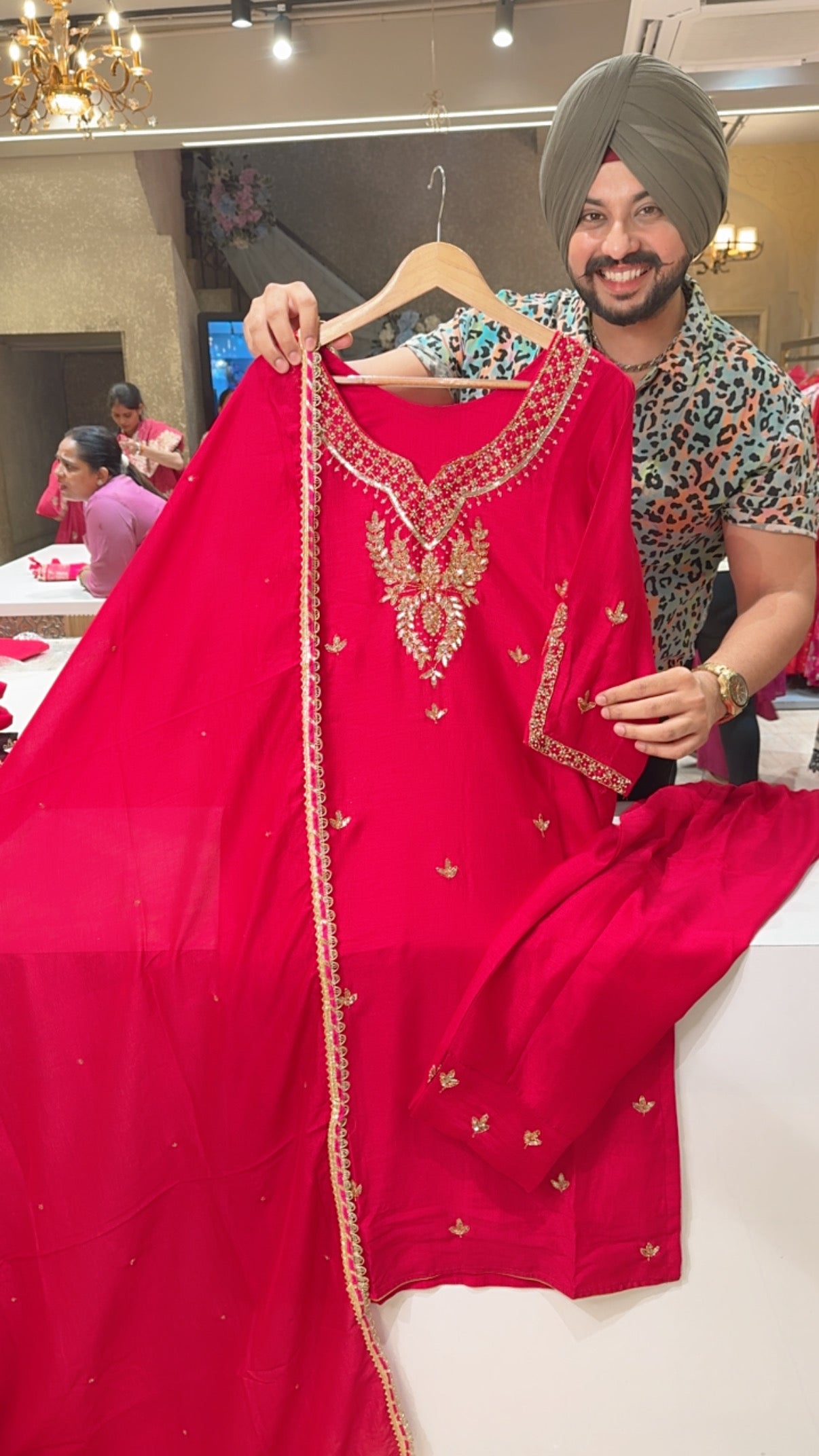 Rani Chinon Heavy Hand Straight Suit with Chinon Beautiful Duppata