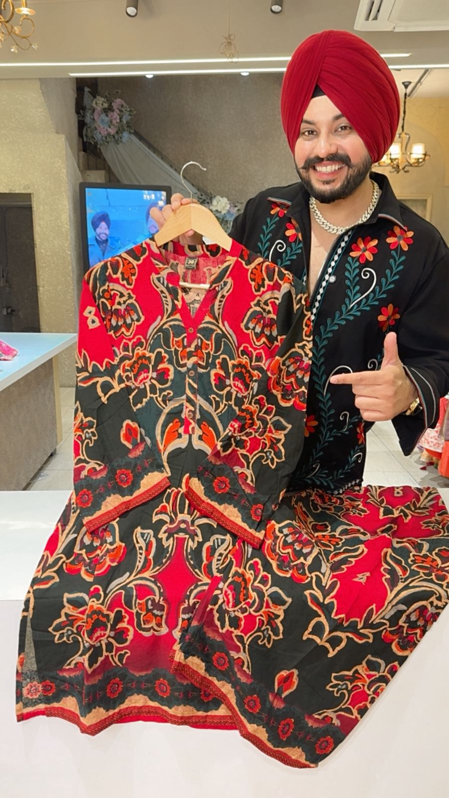 Premium Rayon Jaipuri Print Airport Look Long Length Coord set