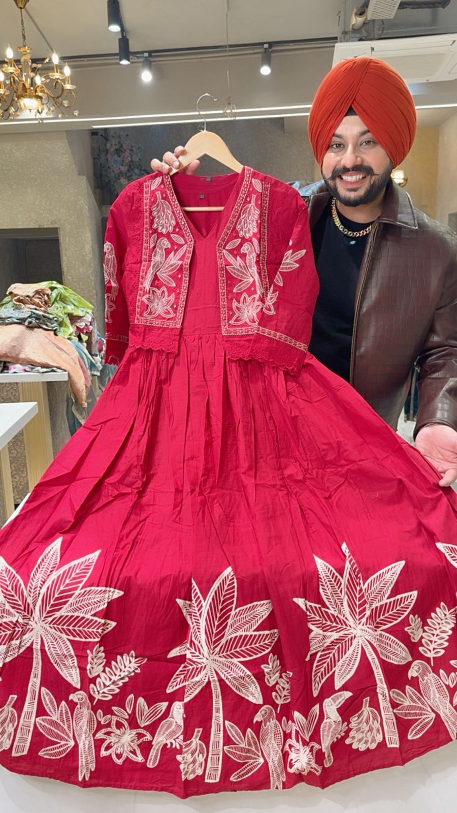 Anaari Pure Cotton Indo Western Dress with embroidered Short Jacket